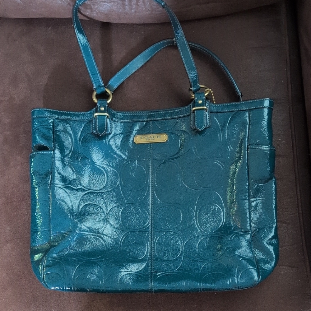 Coach Blue Leather Tote Bag